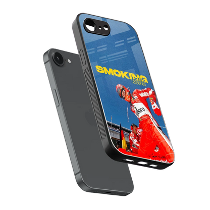 Burnout Mode sleek iphone 16e cover with tempered glass back and TPU edges