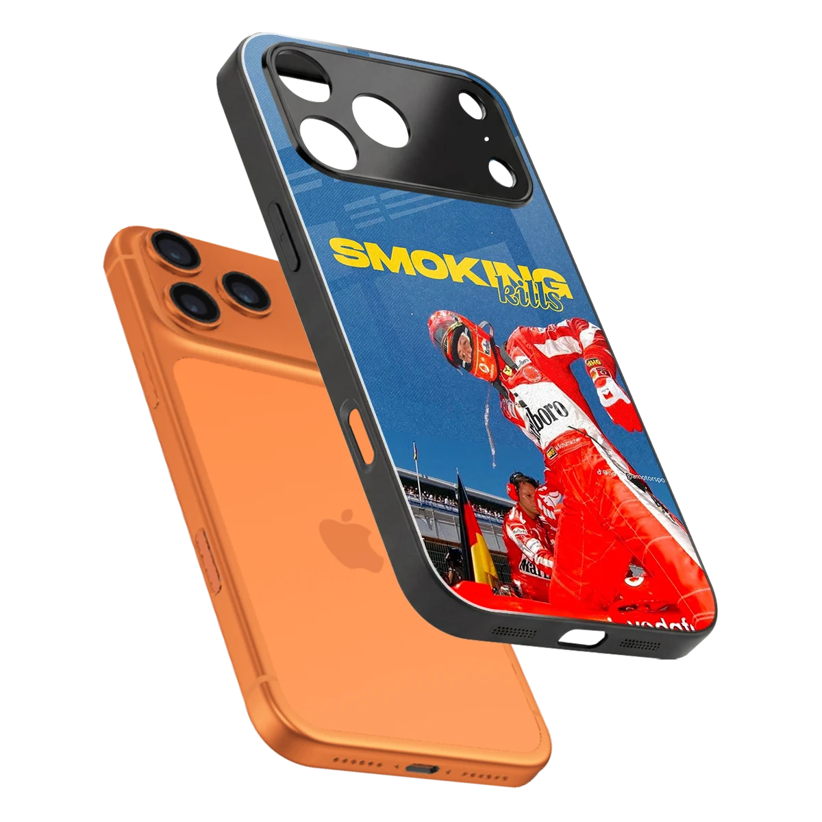 Burnout Mode sleek iphone 17 pro max cover with tempered glass back and TPU edges