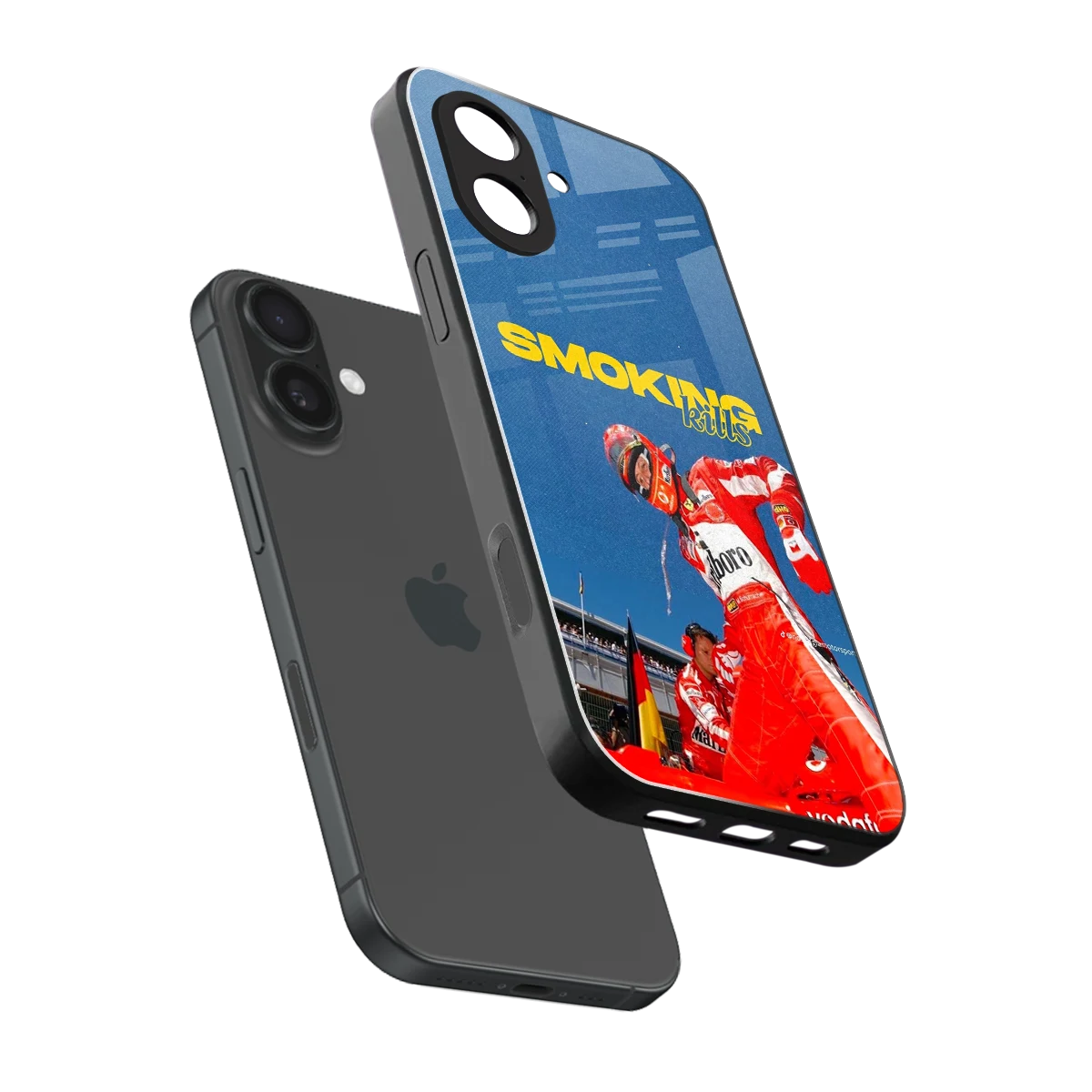 Burnout Mode sleek iphone 17 cover with tempered glass back and TPU edges