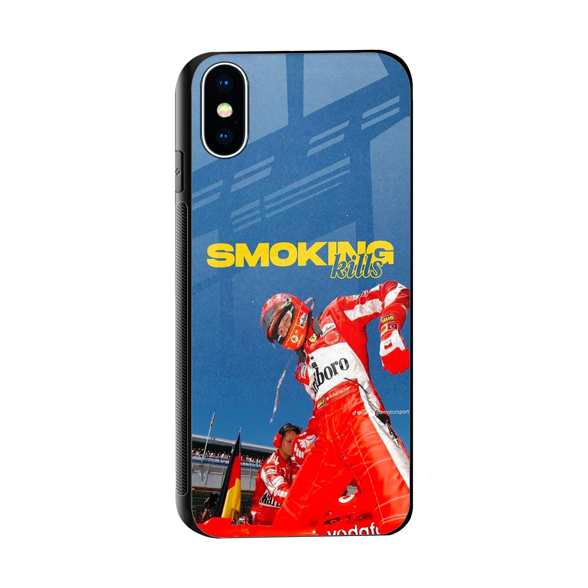 Burnout Mode sleek iphone x cover with tempered glass back and TPU edges