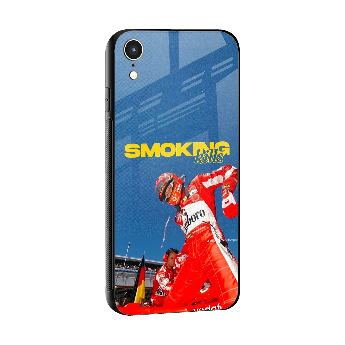 Burnout Mode sleek iphone xr cover with tempered glass back and TPU edges