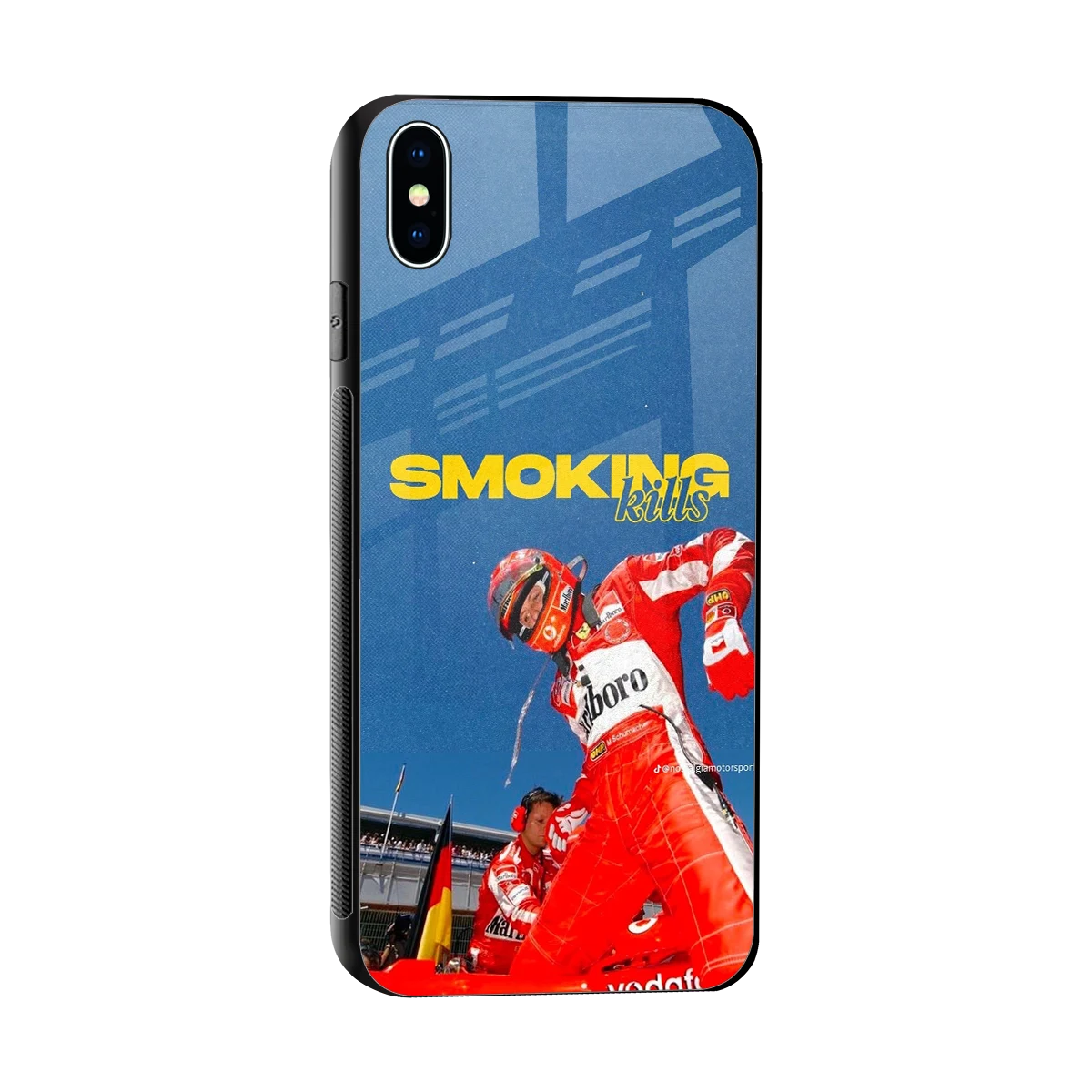 Burnout Mode sleek iphone xs max cover with tempered glass back and TPU edges