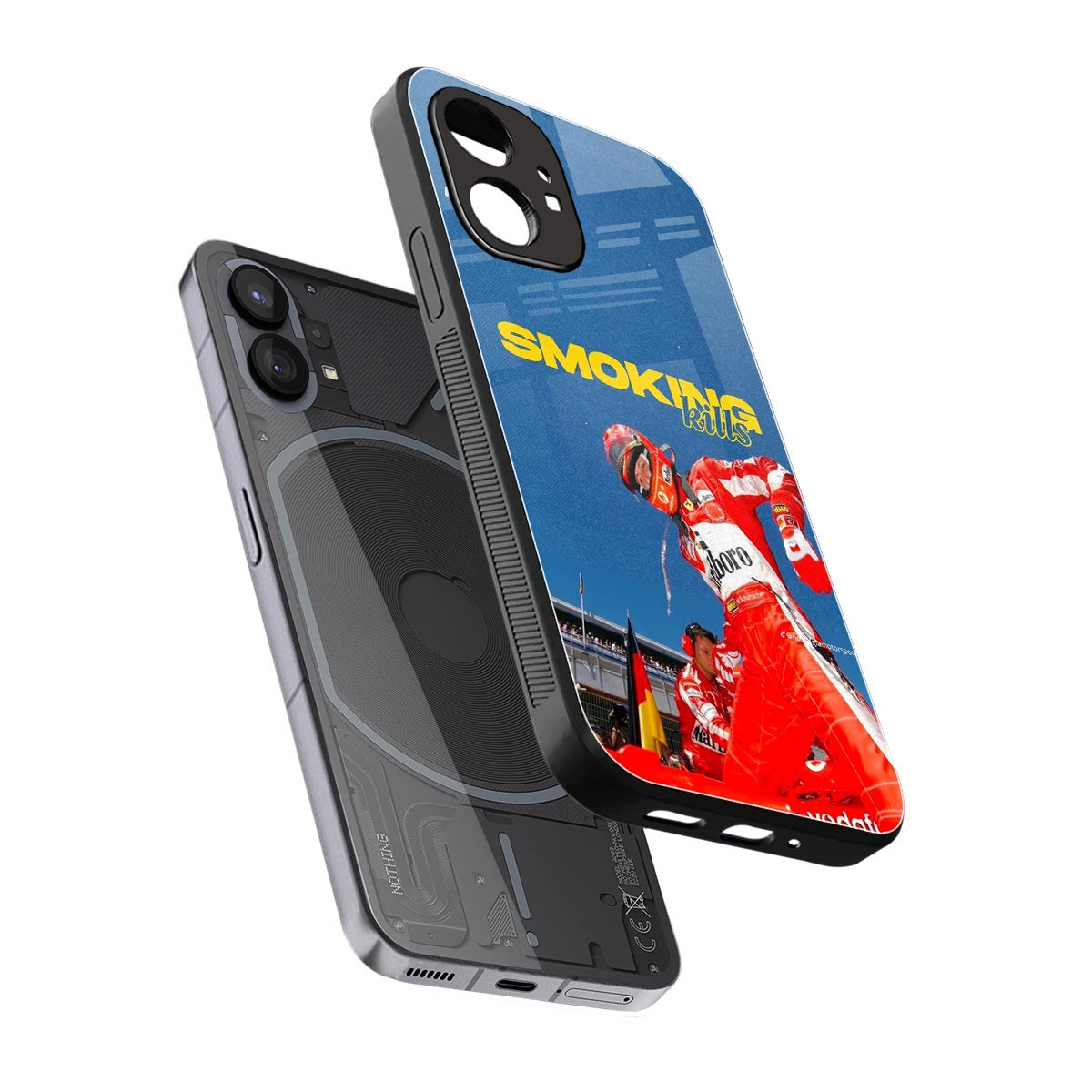 Burnout Mode sleek nothing phone 1 cover with tempered glass back and TPU edges