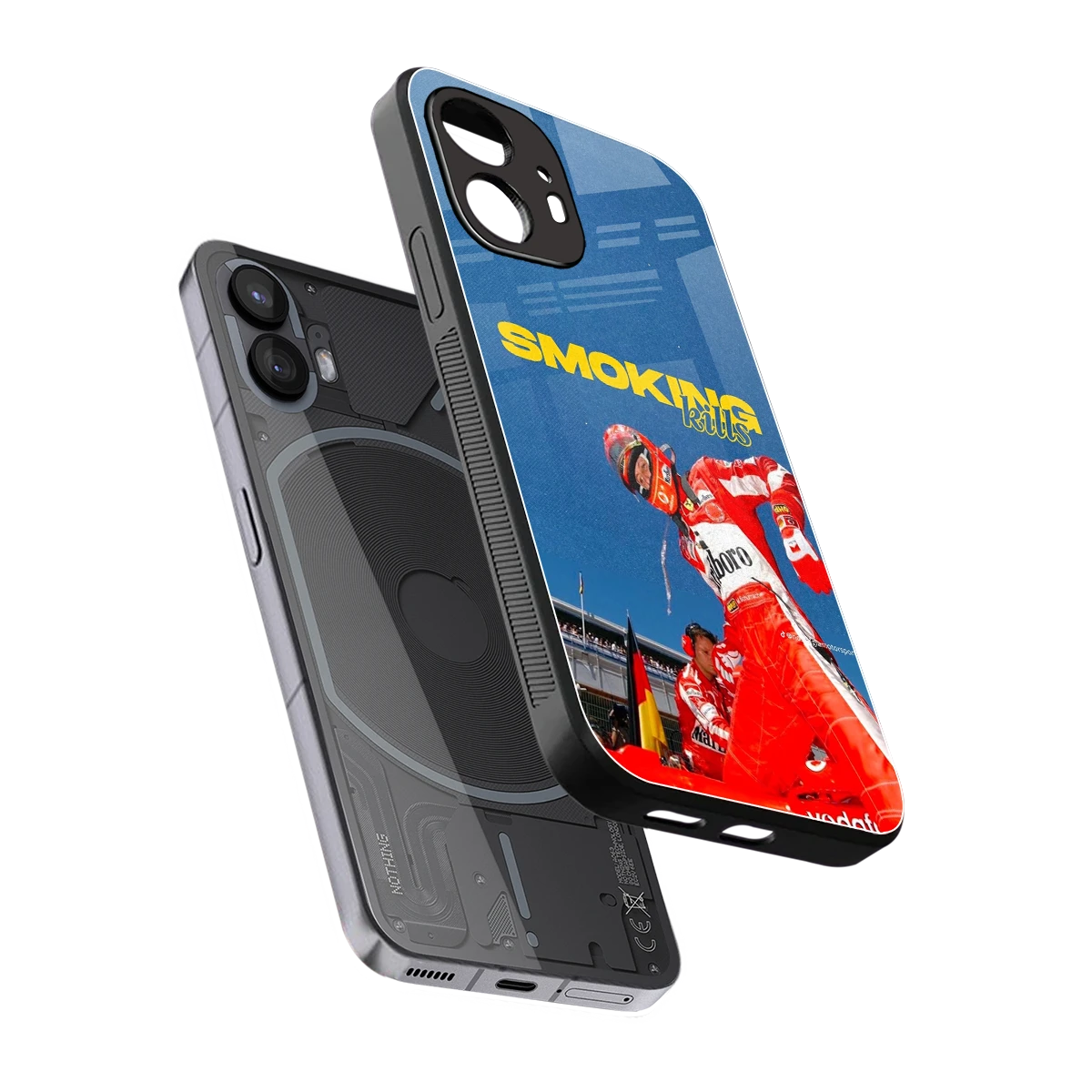 Burnout Mode sleek nothing phone 2 cover with tempered glass back and TPU edges