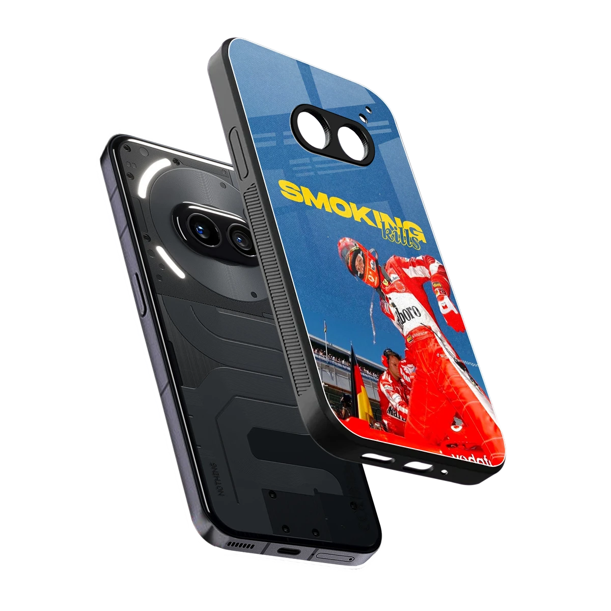 Burnout Mode sleek nothing phone 2a cover with tempered glass back and TPU edges