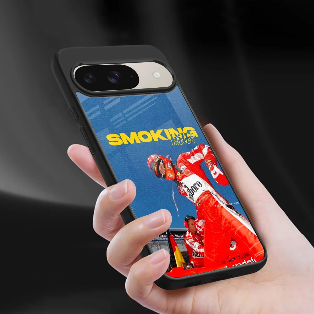 Burnout Mode sleek google pixel 9 cover with tempered glass back and TPU edges