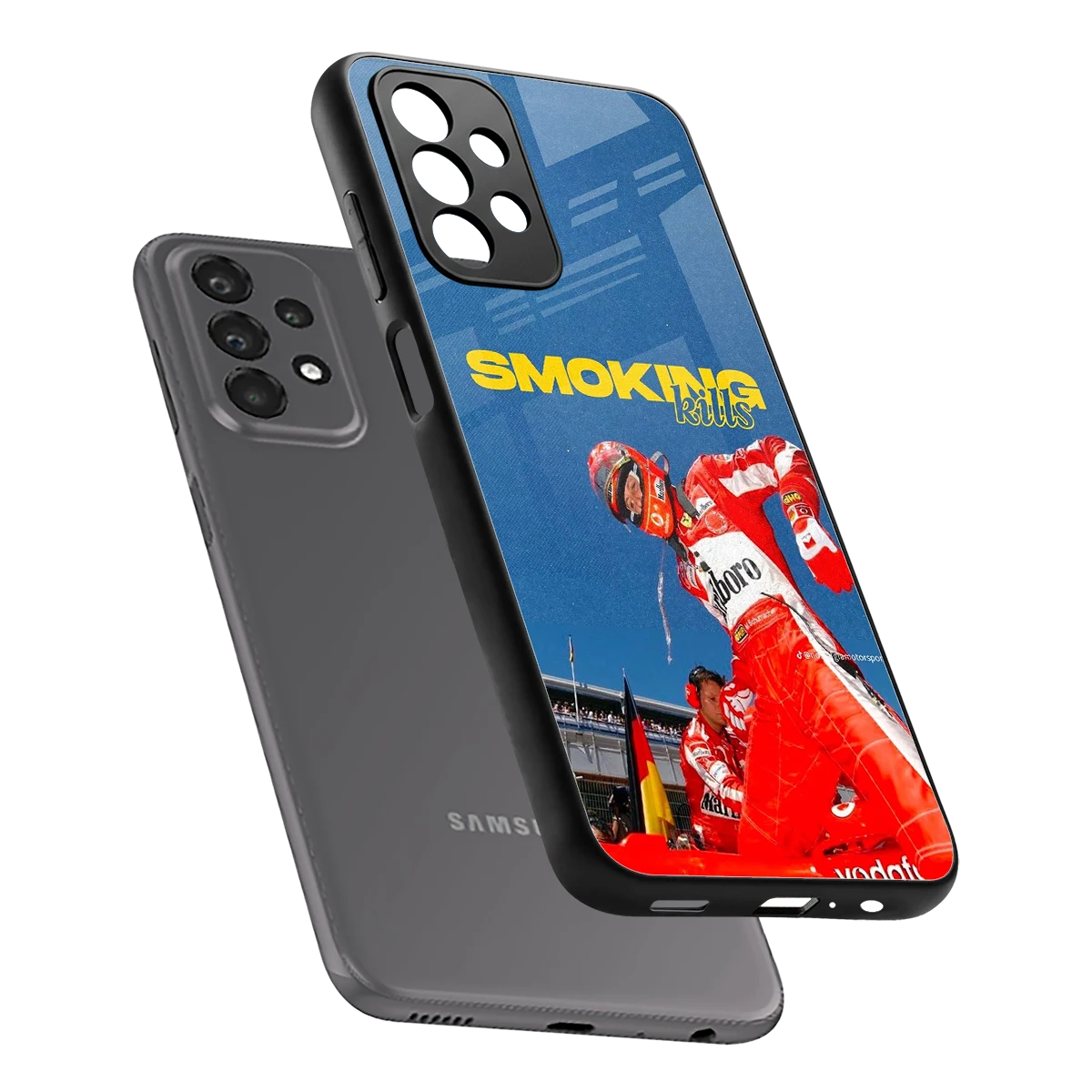 Burnout Mode sleek samsung galaxy a23 cover with tempered glass back and TPU edges