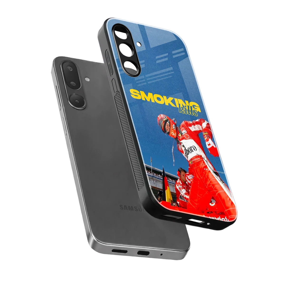Burnout Mode sleek samsung galaxy m36 5g cover with tempered glass back and TPU edges