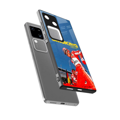 Burnout Mode sleek vivo v30 cover with tempered glass back and TPU edges