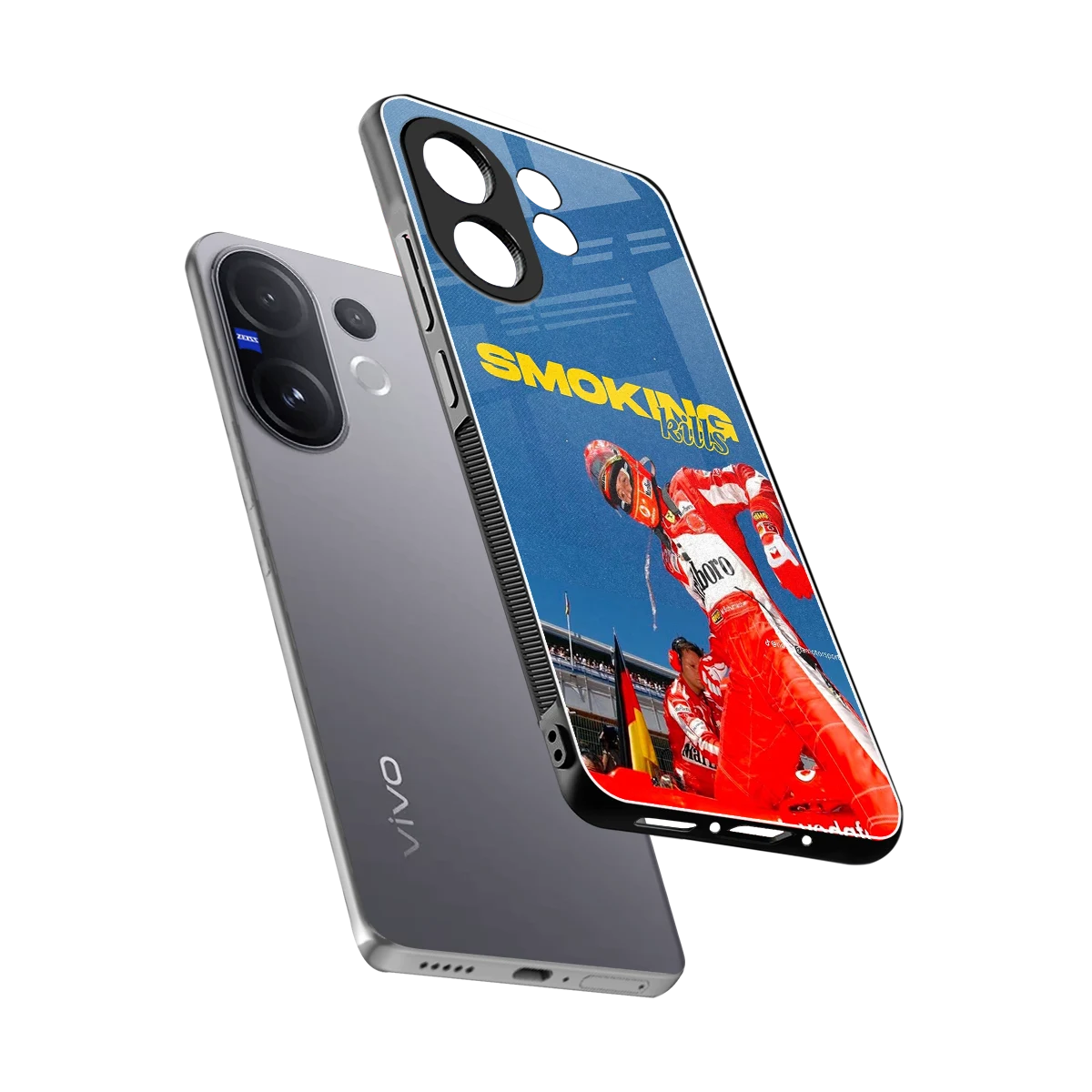 Burnout Mode sleek vivo v60 cover with tempered glass back and TPU edges