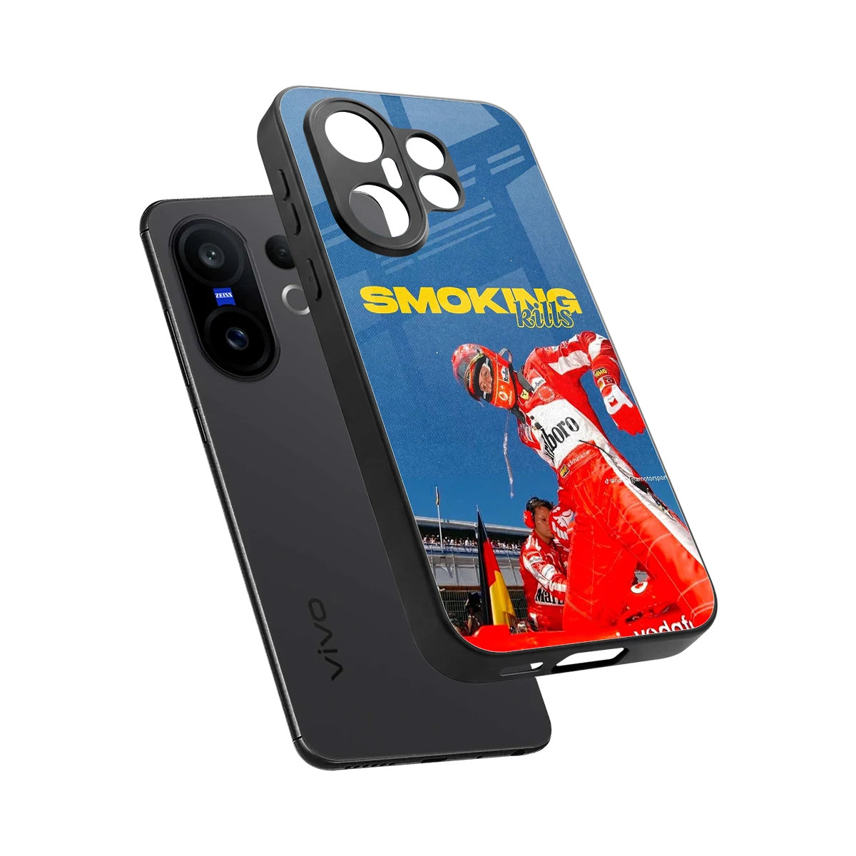Burnout Mode sleek vivo x200 fe cover with tempered glass back and TPU edges