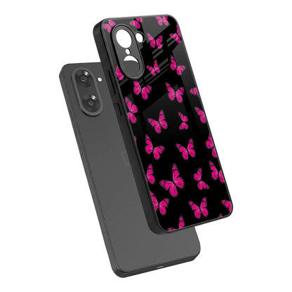 Butterfly Burst Black sleek oneplus nord ce5 5g cover with tempered glass back and TPU edges