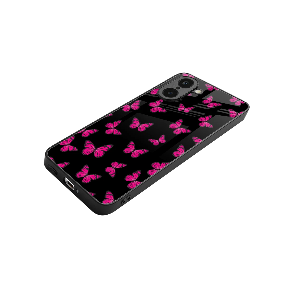 Butterfly Burst Black stylish phone case for oneplus nord ce5 5g | glossy glass and slim fit