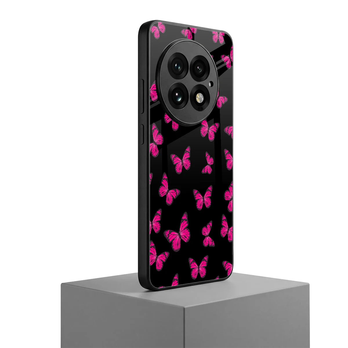 Butterfly Burst Black oneplus 13 mobile cover | shockproof glass phone case