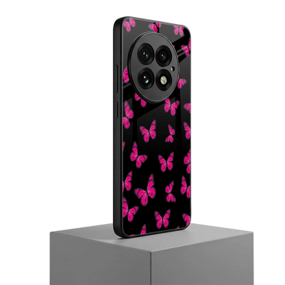Butterfly Burst Black oneplus 13 mobile cover | shockproof glass phone case