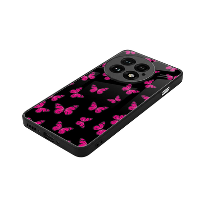Butterfly Burst Black stylish phone case for oneplus 13 | glossy glass and slim fit