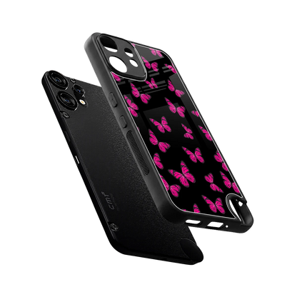 Butterfly Burst Black sleek cmf nothing phone 2 pro cover with tempered glass back and TPU edges