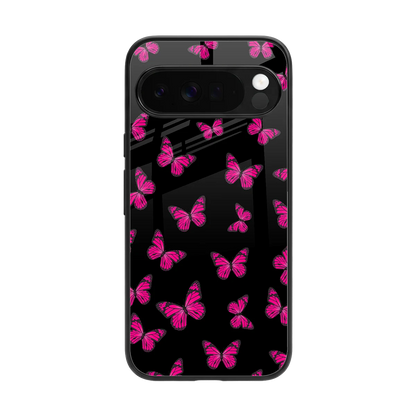 Butterfly Burst Black back phone cover | glass case for google pixel 10 pro xl