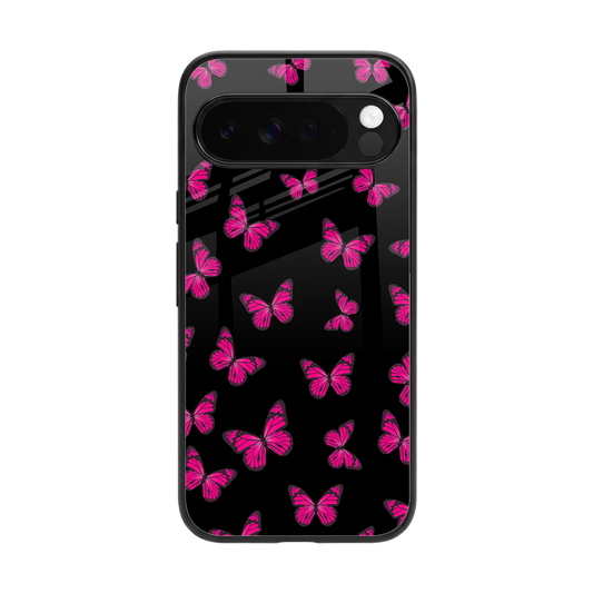 Butterfly Burst Black back phone cover | glass case for google pixel 10 pro xl