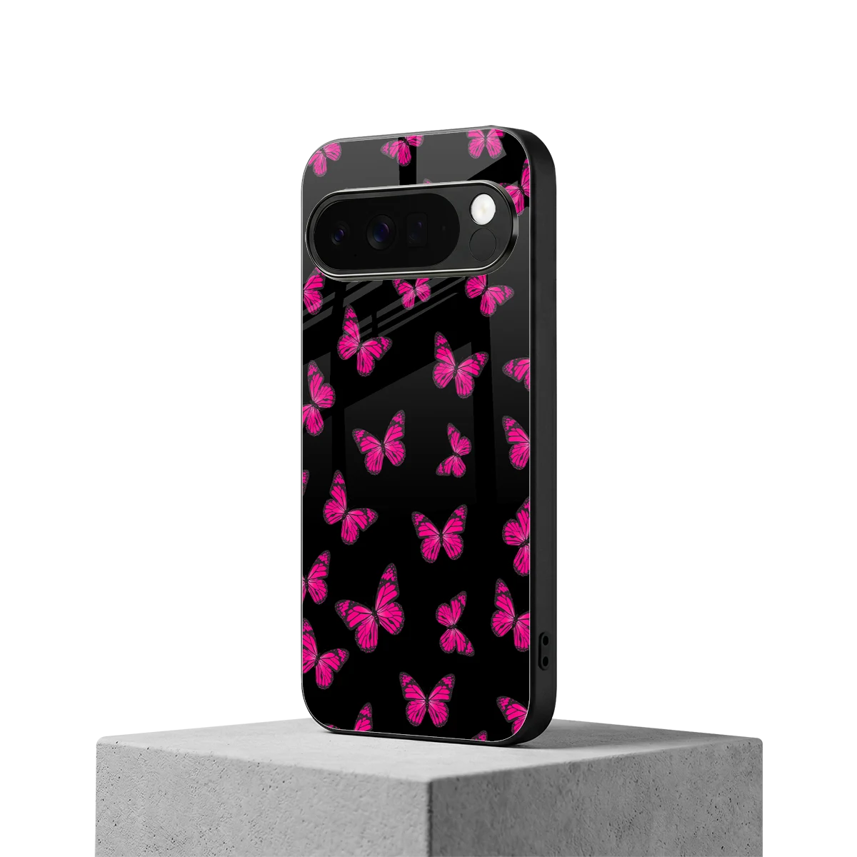 Butterfly Burst Black google pixel 10 pro xl mobile cover | shockproof glass phone case