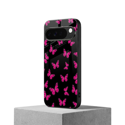 Butterfly Burst Black google pixel 10 pro xl mobile cover | shockproof glass phone case