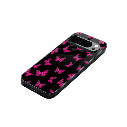 Butterfly Burst Black stylish phone case for google pixel 10 pro xl | glossy glass and slim fit