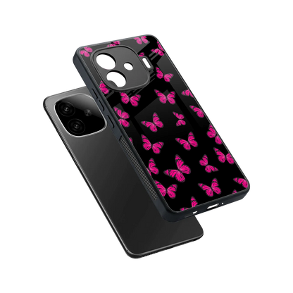 Butterfly Burst Black sleek iqoo neo 10r 5g cover with tempered glass back and TPU edges