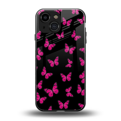 Butterfly Burst Black back phone cover | glass case for iphone 13 mini