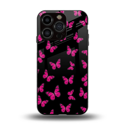 Butterfly Burst Black back phone cover | glass case for iphone 13 pro