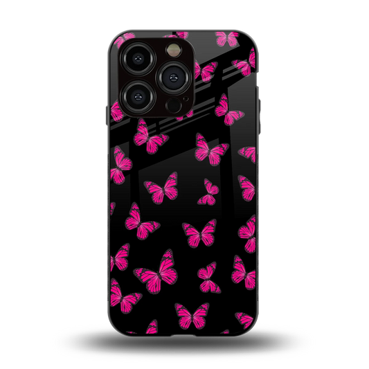 Butterfly Burst Black back phone cover | glass case for iphone 13 pro