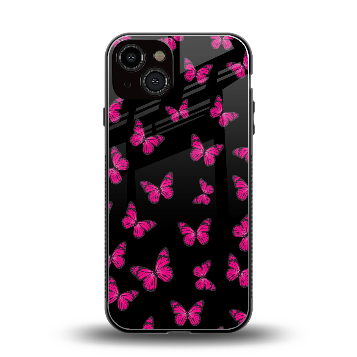 Butterfly Burst Black back phone cover | glass case for iphone 14