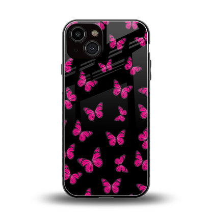 Butterfly Burst Black back phone cover | glass case for iphone 14