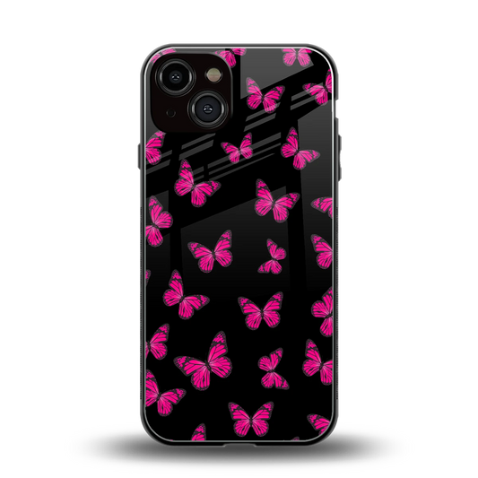 Butterfly Burst Black back phone cover | glass case for iphone 14