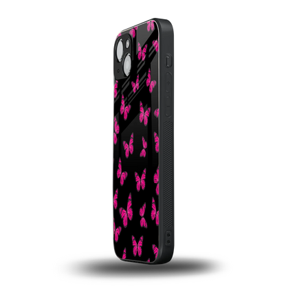 Butterfly Burst Black iphone 14 plus mobile cover | shockproof glass phone case