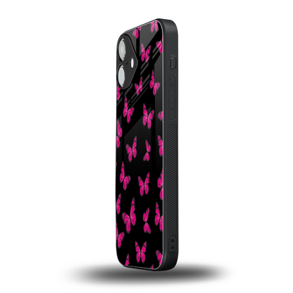 Butterfly Burst Black iphone 16 plus mobile cover | shockproof glass phone case