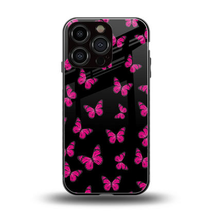 Butterfly Burst Black back phone cover | glass case for iphone 16 pro