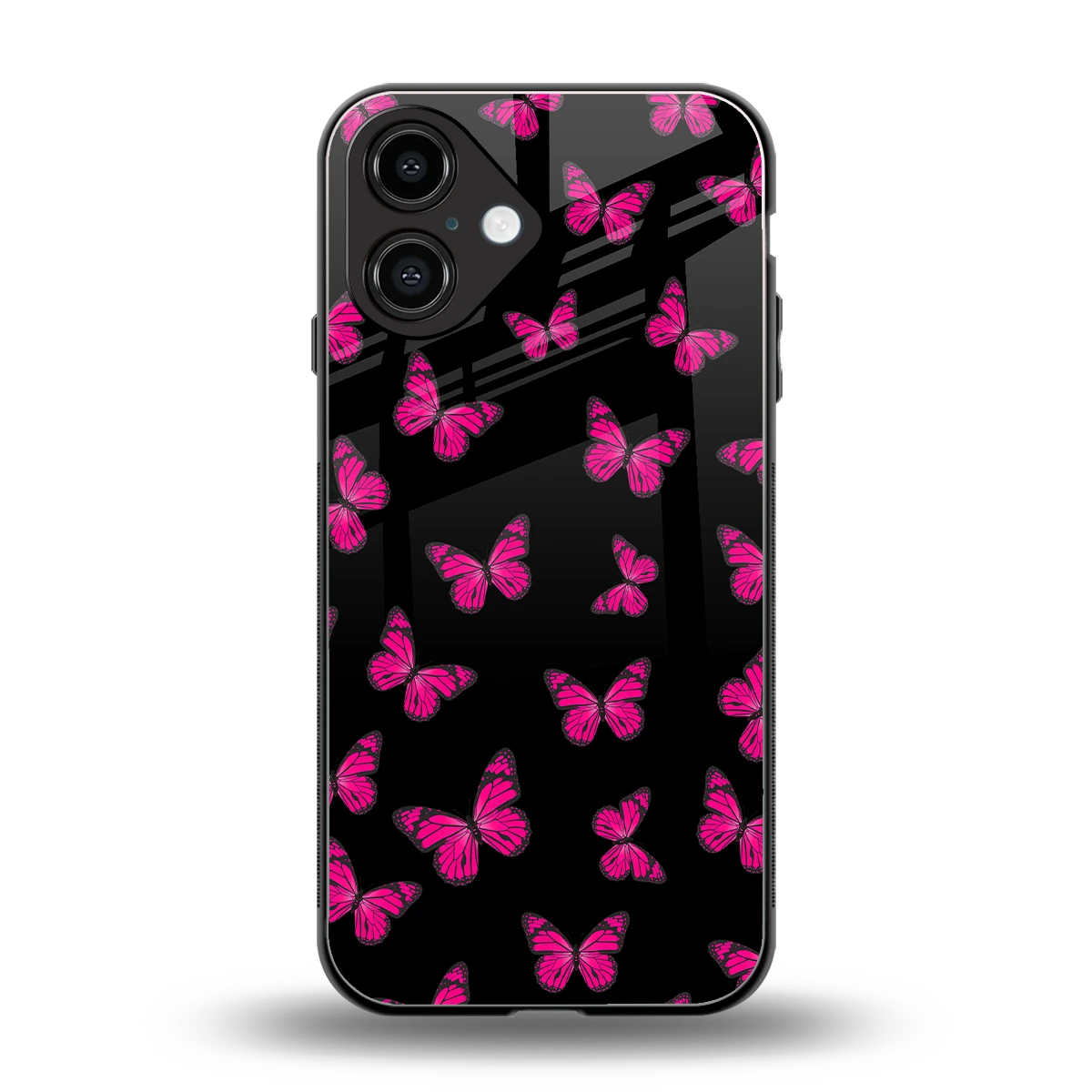 Butterfly Burst Black back phone cover | glass case for iphone 16