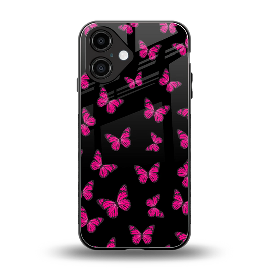 Butterfly Burst Black back phone cover | glass case for iphone 16