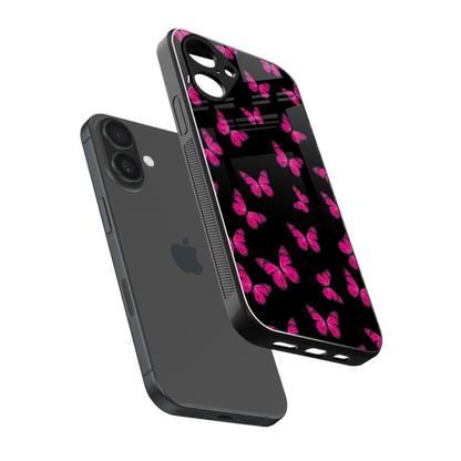 Butterfly Burst Black Phone Case for Iphone 16 | Glass Case