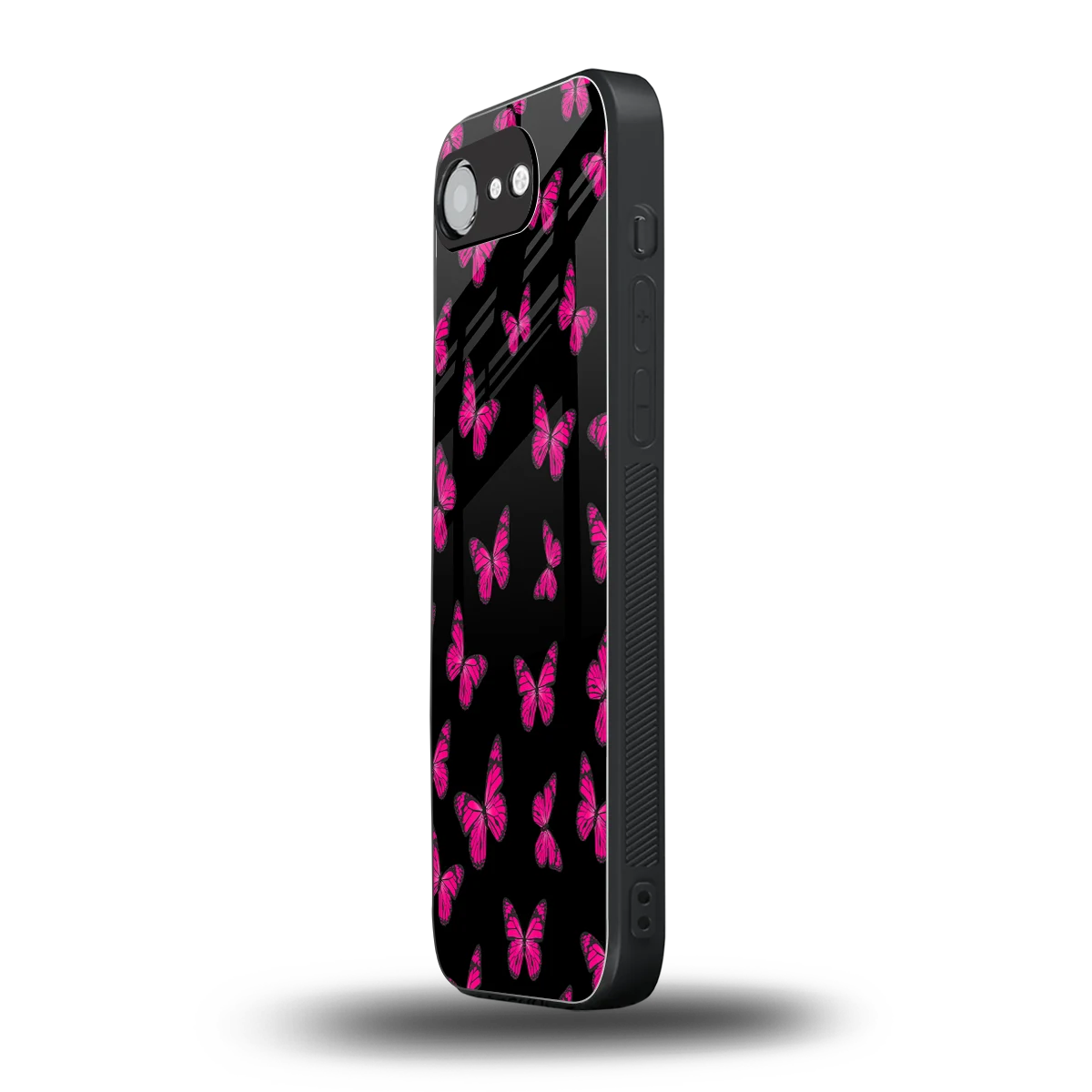 Butterfly Burst Black iphone 16e mobile cover | shockproof glass phone case