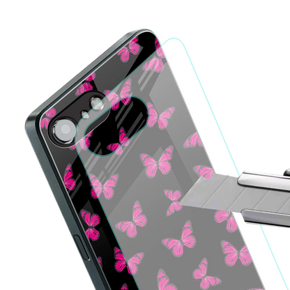 Butterfly Burst Black stylish phone case for iphone 17e | glossy glass and slim fit