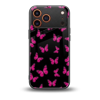 Butterfly Burst Black back phone cover | glass case for iphone 17 pro