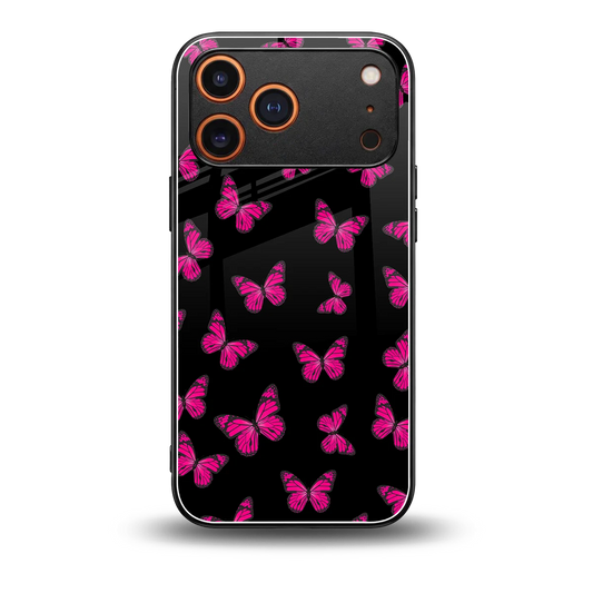 Butterfly Burst Black back phone cover | glass case for iphone 17 pro max