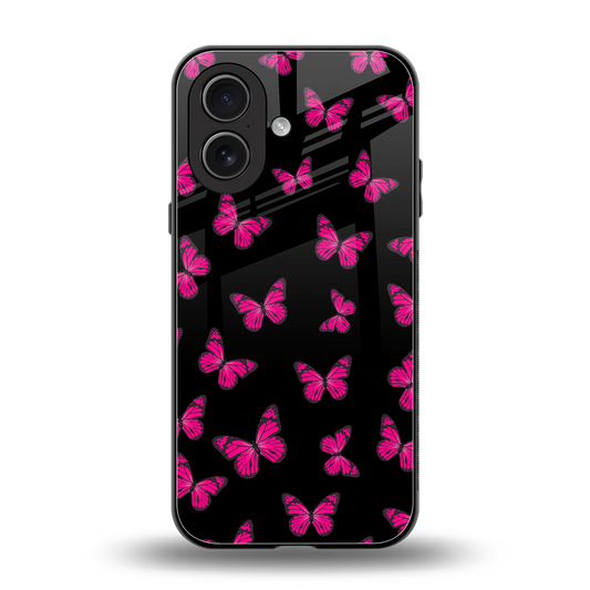 Butterfly Burst Black back phone cover | glass case for iphone 17