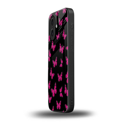 Butterfly Burst Black iphone 17 mobile cover | shockproof glass phone case