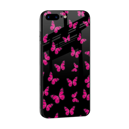 Butterfly Burst Black sleek iphone 8 plus cover with tempered glass back and TPU edges