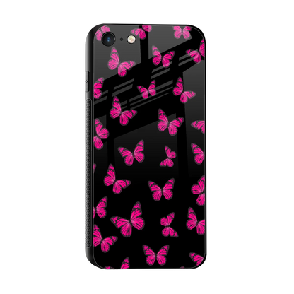 Butterfly Burst Black sleek iphone 7 cover with tempered glass back and TPU edges
