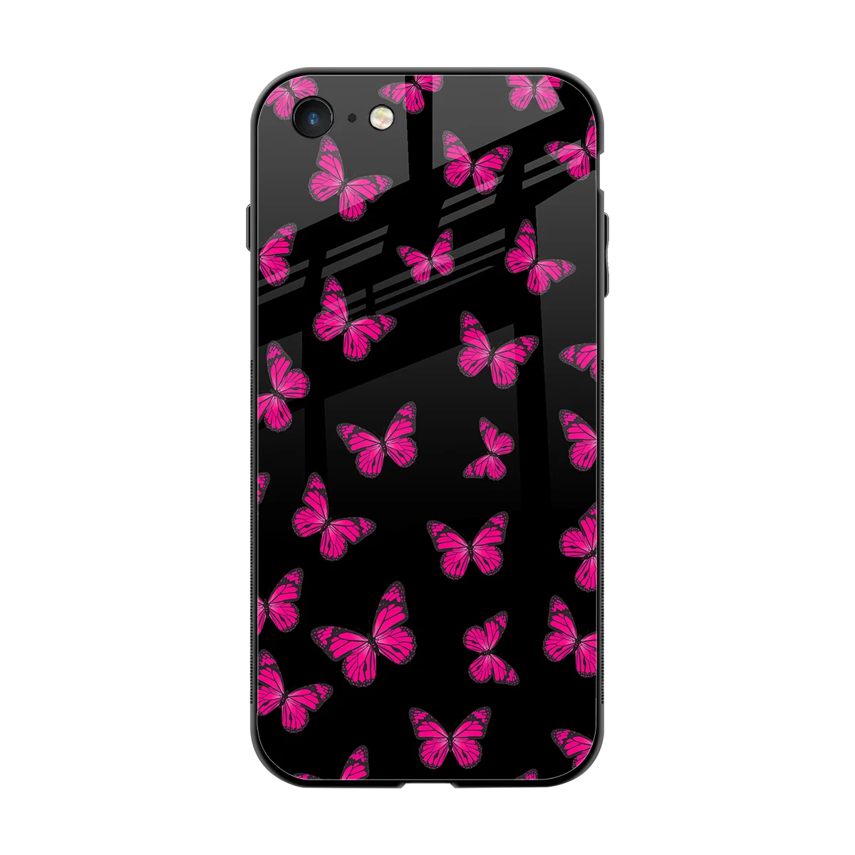 Butterfly Burst Black back phone cover | glass case for iphone 7