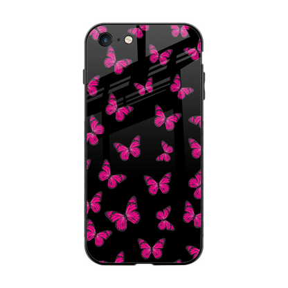 Butterfly Burst Black back phone cover | glass case for iphone 7