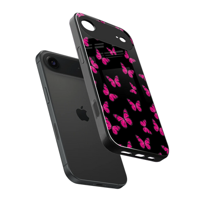 Butterfly Burst Black sleek iphone air cover with tempered glass back and TPU edges